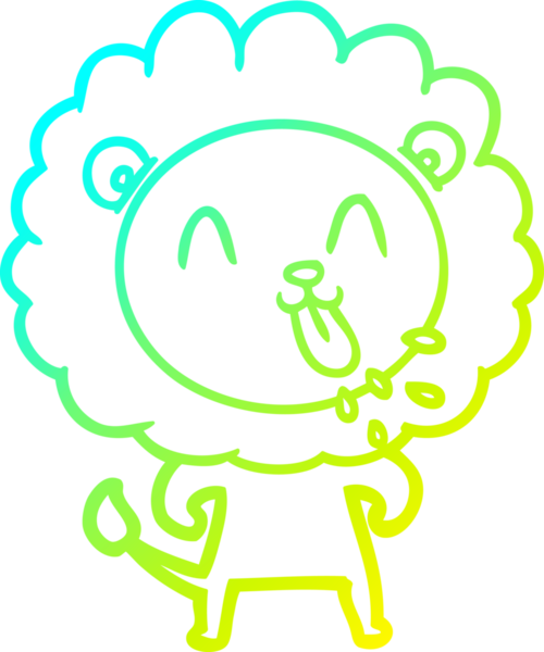 Bir insan tarafından çizilmiş mutlu çizgi film aslanı çizimi.