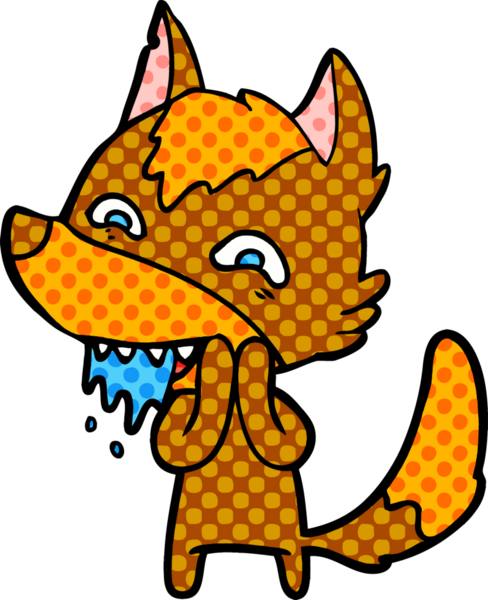 Bir insan tarafından çizilmiş tilki çizgi film karakteri