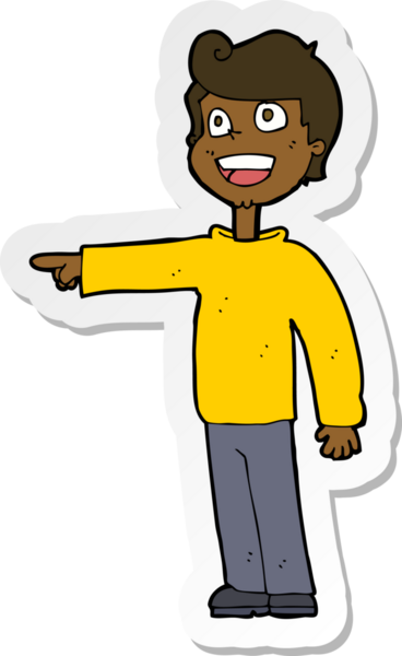 Bir insan tarafından çizilmiş çizgi film karakterinin çıkartması.