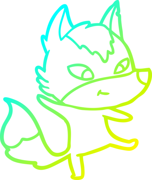 Bir insan tarafından çizilmiş, dost canlısı bir kurt çizgi filminin çizimi.