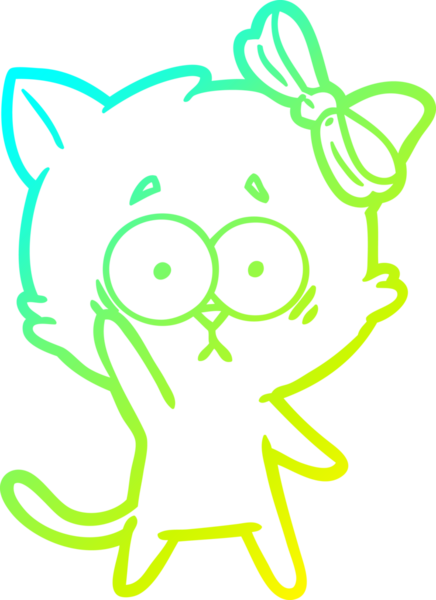 Bir insan tarafından çizilen çizgi film kedisinin soğuk gradyan çizgisi.