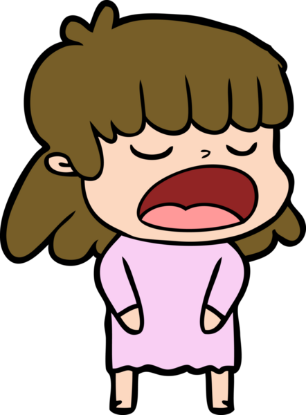 Çizgi filmdeki kadın bir insan tarafından yüksek sesle çizilmiş.