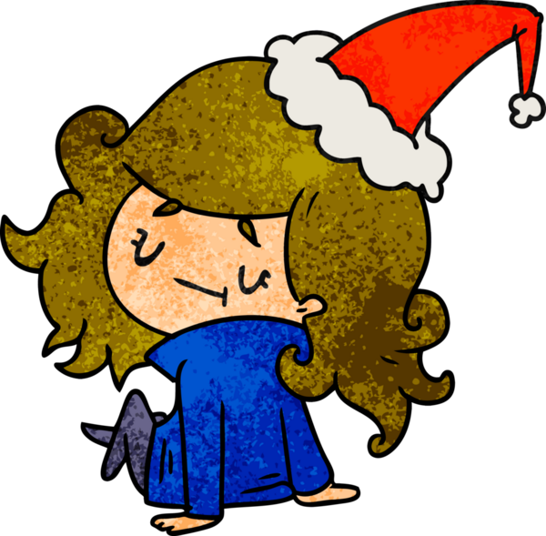 Bir insan tarafından çizilmiş kawai kızının el çizimi karikatürü.