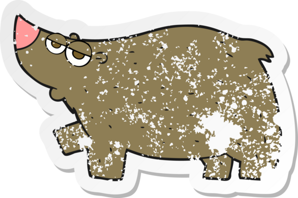 Bir insan tarafından çizilmiş karikatür ayısının gerilmiş çıkartması.