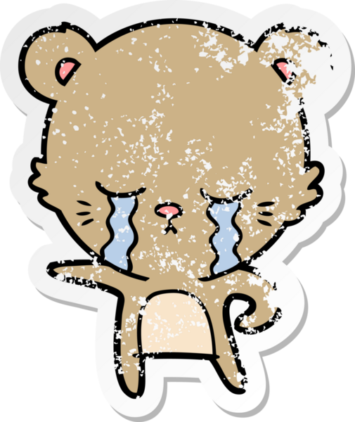 Bir insan tarafından çizilmiş ağlayan çizgi film ayısının sıkıntılı çıkartması.