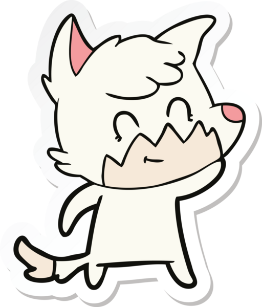 Bir insan tarafından çizilmiş bir çizgi film tilkisinin çıkartması.