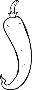 Bir insan tarafından çizilmiş siyah beyaz kırmızı biber karikatürü.