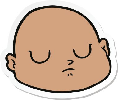 Bir insan tarafından çizilmiş kel bir adamın çıkartması.