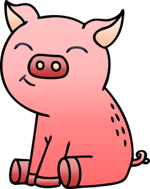 bir insan tarafından çizilmiş gölgelenmiş garip çizgi film domuzu.