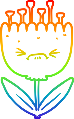 Bir insan tarafından çizilmiş kızgın bir çiçeğin gökkuşağı gradyan çizimi