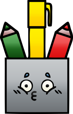 Bir insan tarafından çizilmiş kalem tenceresinin gölgelenmiş karikatürü