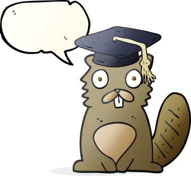 Bir insan tarafından çizilmiş serbest konuşma balonu karikatürü kunduz mezunu.