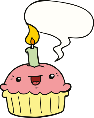 Bir insan tarafından çizilmiş balonlu mum kaplı çizgi film keki.