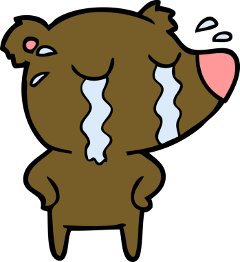 Bir insan tarafından çizilmiş ağlayan ayı karikatürü.