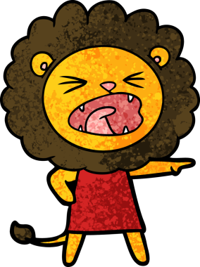 Bir insan tarafından çizilmiş kızgın aslan resmi.