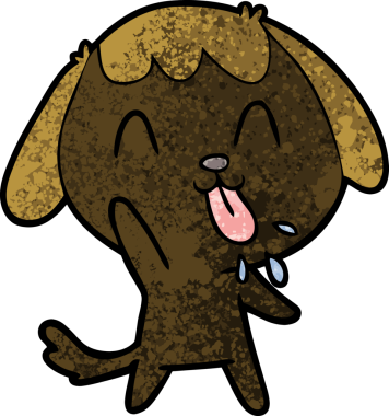 Bir insan tarafından çizilmiş şirin bir çizgi film köpeği.