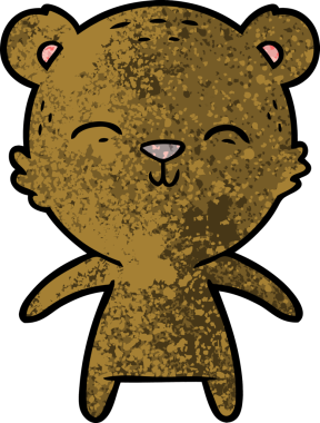 Bir insan tarafından çizilmiş mutlu çizgi film ayısı.