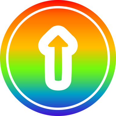 Gökkuşağı gradyan bir insan tarafından çizilmiş ok dairesel simgesi