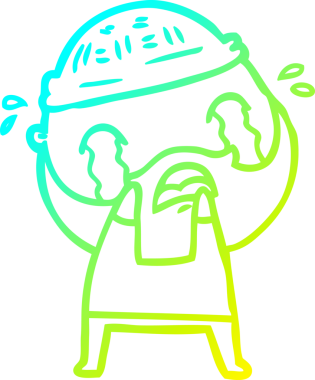 Bir insan tarafından çizilmiş ağlayan sakallı bir adamın çizdiği soğuk çizgi.