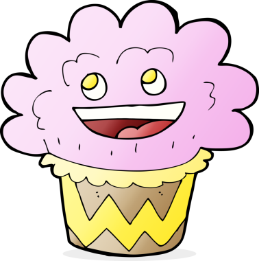 Bir insan tarafından çizilmiş mutlu bir kek.