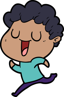 Bir insan tarafından çizilmiş gülen çizgi film adamı.