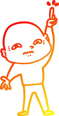 Sinirli bir çizgi film karakterinin insan tarafından çizilmiş sıcak çizgi çizimi.