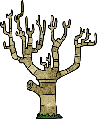 Bir insan tarafından çizilmiş bir kış ağacı.