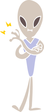 Bir insan tarafından çizilmiş karalama uzaylı.