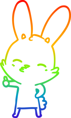 gökkuşağı gradyan çizimi bir insan tarafından çizilmiş meraklı tavşan çizgi filmi