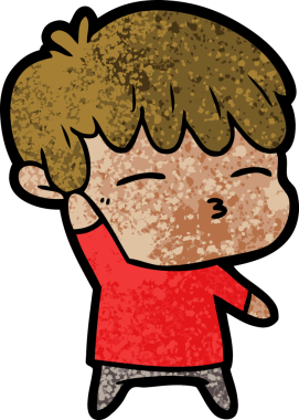 Bir insan tarafından çizilmiş meraklı bir çocuk.