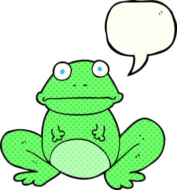 Bir insan tarafından çizilmiş serbest çizilmiş çizgi roman konuşma balonu kurbağa.