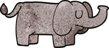 Bir insan tarafından çizilmiş komik bir fil.