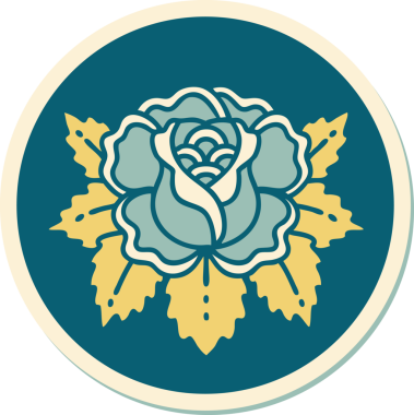 Bir insan tarafından çizilmiş geleneksel bir gül stili dövmesi.