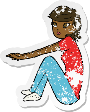 Bir insan tarafından çizilmiş, kederli, çizgi film karakteri güzel bir kız.