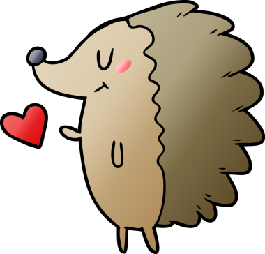 Bir insan tarafından çizilmiş şirin bir kirpi çizgi filmi.