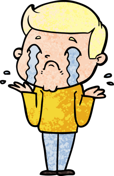 Bir insan tarafından çizilmiş ağlayan çizgi film adamı.