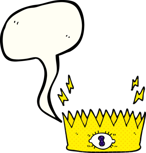 El yazısıyla çizilmiş çizgi roman konuşma balonu bir insan tarafından çizilmiş sihirli taç.