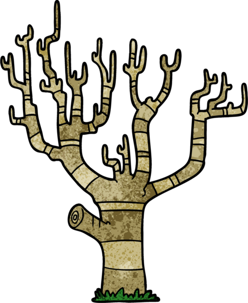 Bir insan tarafından çizilmiş bir kış ağacı.