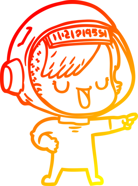 Bir insan tarafından çizilmiş bir astronot kadın çizgi çizimi.