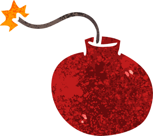 Bir insan tarafından çizilmiş retro illüstrasyon tarzı acayip bir çizgi film bombası.