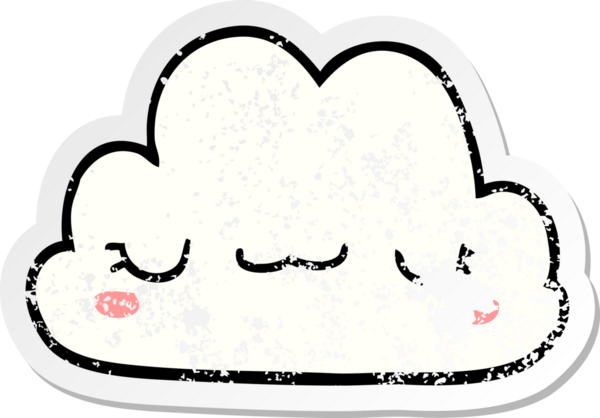 Bir insan tarafından çizilmiş şirin bir karikatür bulutunun sıkıntılı çıkartması.