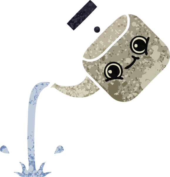 Bir insan tarafından çizilmiş bir çaydanlığın retro çizim tarzı karikatürü