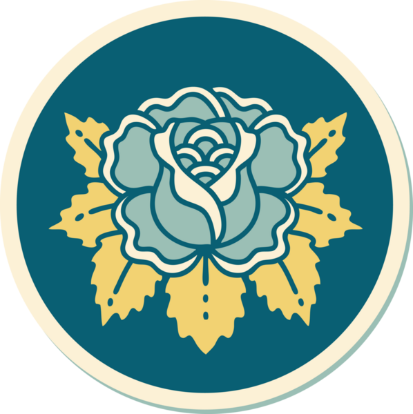 Bir insan tarafından çizilmiş geleneksel bir gül stili dövmesi.