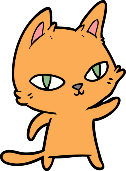 Bir insan tarafından çizilmiş çizgi film kedisi.