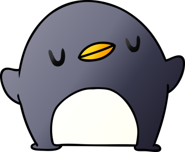 bir insan tarafından çizilmiş sevimli bir penguenin gradyan çizimi kawaii