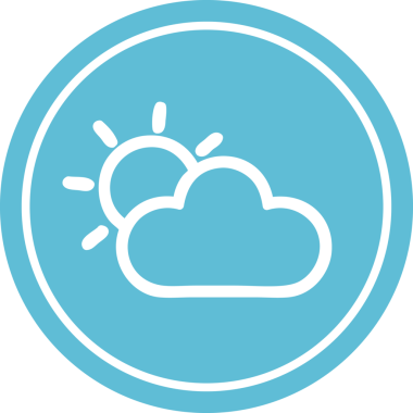 Güneş ve bulut dairesel simgesi bir insan tarafından çizilmiş.