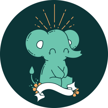 Bir insan tarafından çizilmiş dövme stili şirin bir fil.