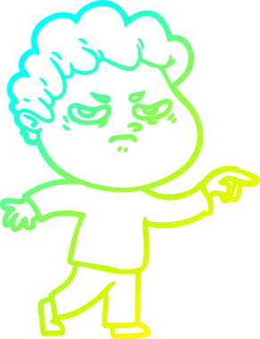 Bir insan tarafından çizilmiş kızgın bir adamın soğuk çizgi çizimi.