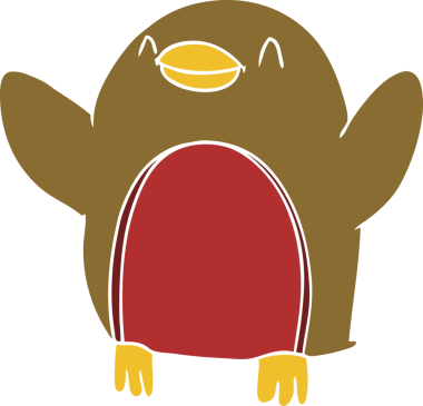 Bir insan tarafından çizilmiş düz renkli çizgi film Robin