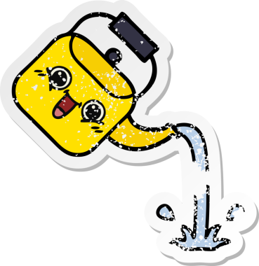 Bir insan tarafından çizilmiş tatlı bir karikatürün sıkıntılı çıkartması.